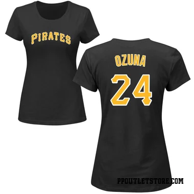 Black Women's Marcell Ozuna Pittsburgh Pirates Roster T-Shirt -